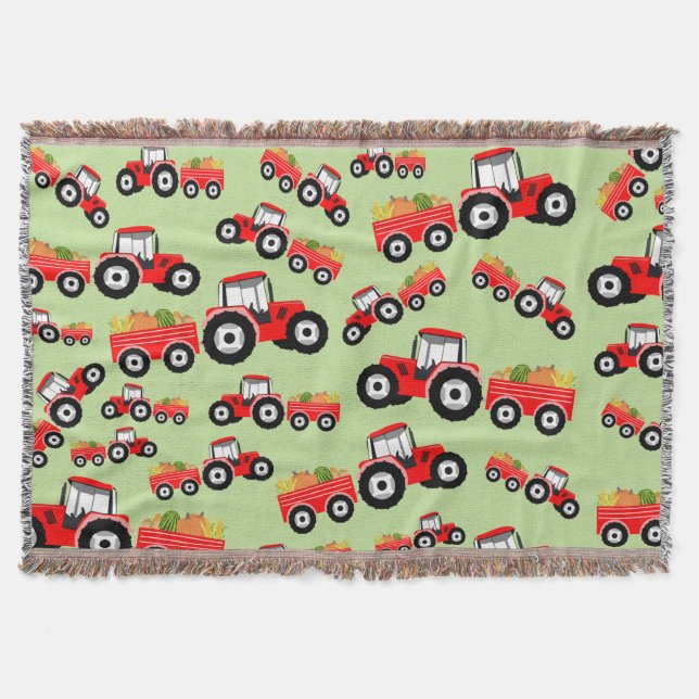 Red Tractor Truck Farm Produzieren Decke (Vorderseite)