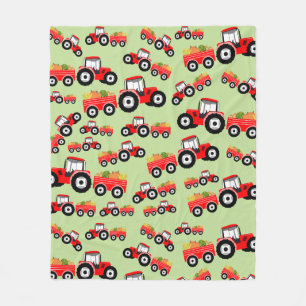 Red Tractor Truck Farm Produzieren Fleecedecke