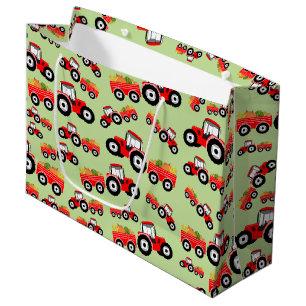 Red Tractor Truck Farm Produzieren Große Geschenktüte