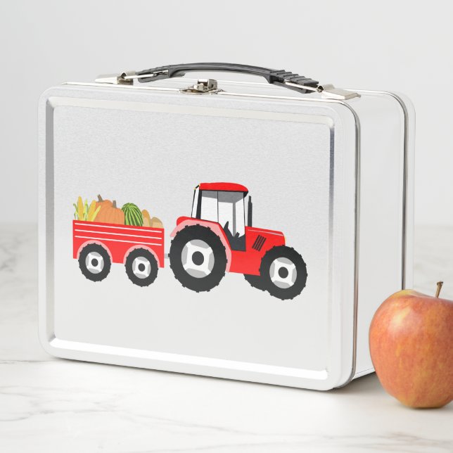 Red Tractor Truck Farm Produzieren Metall Brotdose (Beispiel)
