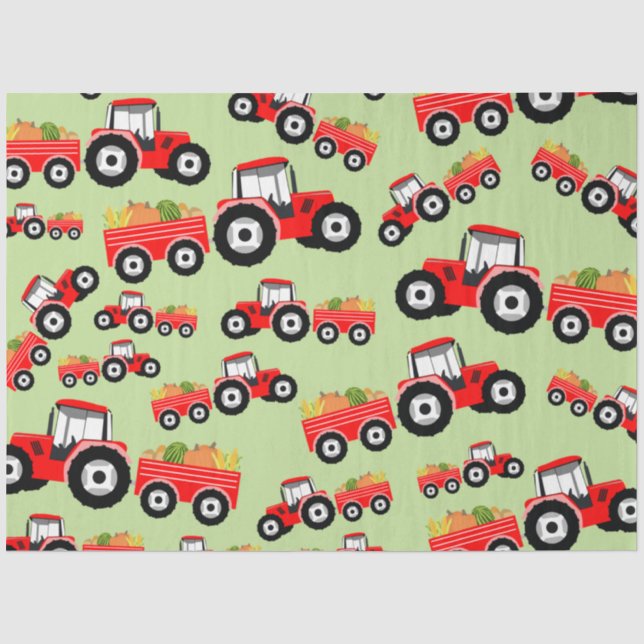 Red Tractor Truck Farm Produzieren Seidenpapier (Vorderseite)