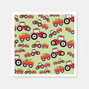Red Tractor Truck Farm Produzieren Serviette