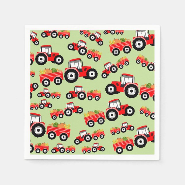 Red Tractor Truck Farm Produzieren Serviette (Vorderseite)