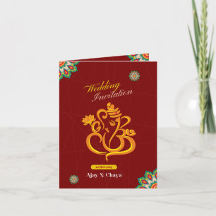 Red Traditional Indian Wedding Invitation Card Einladung