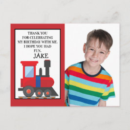 Red Train Birthday Foto Vielen Dank Postkarte
