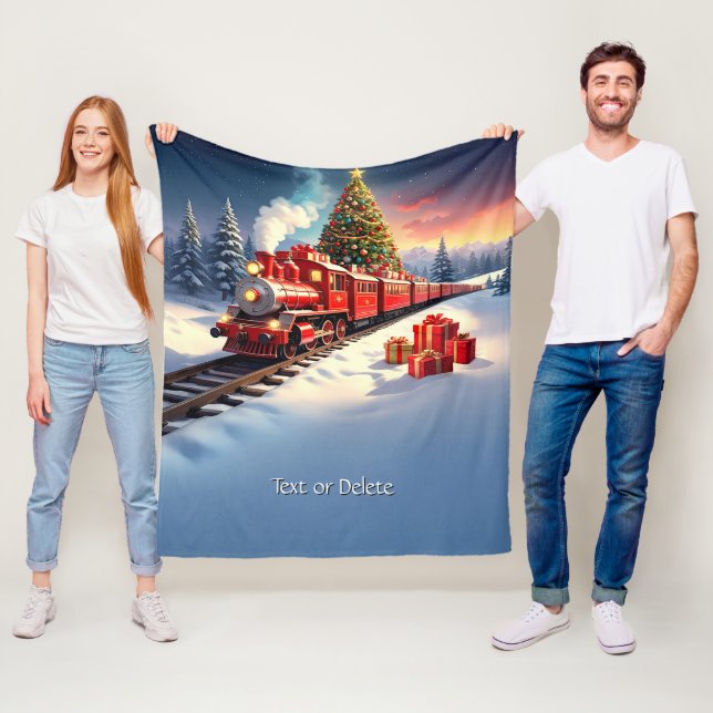 Red Train Christmas Tree Fleece Blanket (Beispiel)
