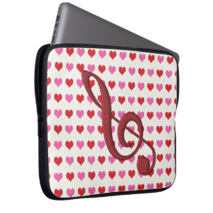 Red Treble Clef Liebe Hört Musik Laptopschutzhülle