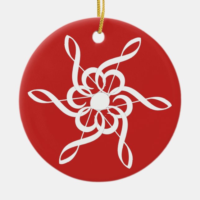 Red Treble Clef Snowflake Ornement musical (Devant)