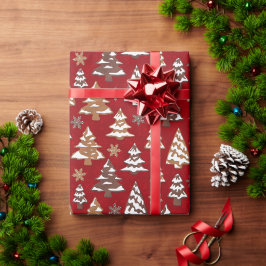 Red Tree Gingerbread Cookies Weihnachten Geschenkpapier