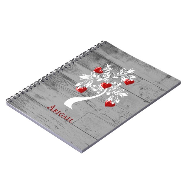 Red Tree of Hearts Personalisiert Notebook Notizblock (Linke Seite)