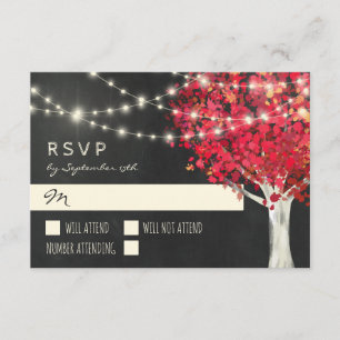 Red Tree & String Lights Herbsthochzeit RSVP Karte