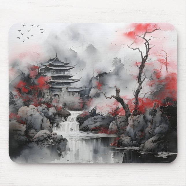 Red Tree und Asiatisches Haus Mousepad (Vorne)