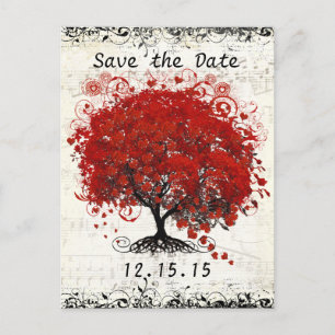 Red Tree Wedding speichern das Datum Ankündigungspostkarte