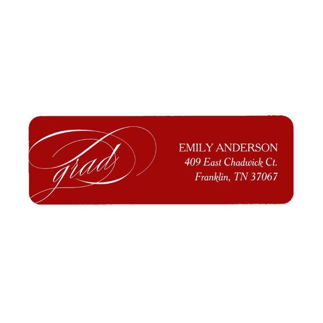 Red Trendy Calligraphy Abschluss-Adresse (Vorne)