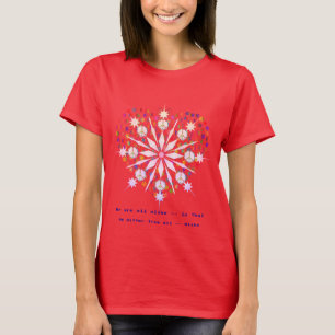 Red Trendy Top Snowflakes Peace Liebe T - Shirt