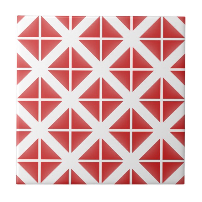Red Trendy Triangle Pattern Fliese (Vorderseite)