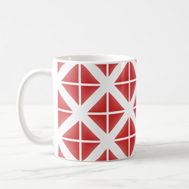 Red Trendy Triangle Pattern Kaffeetasse (Links)
