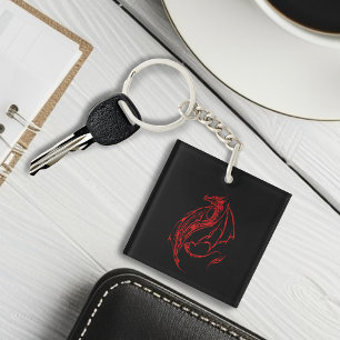 Red Tribal Dragon Black Business Logo