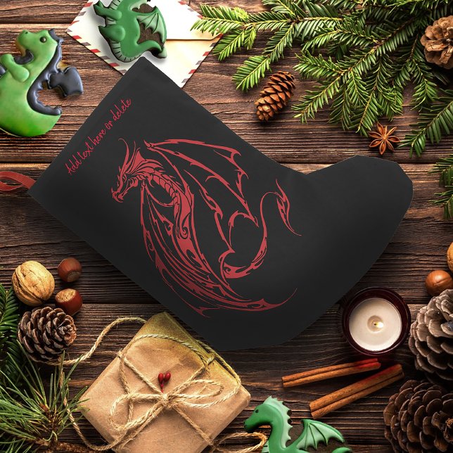 Red Tribal Dragon Black Kleiner Weihnachtsstrumpf (Von Creator hochgeladen)