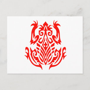 Red Tribal Frog Silhouette Postkarte