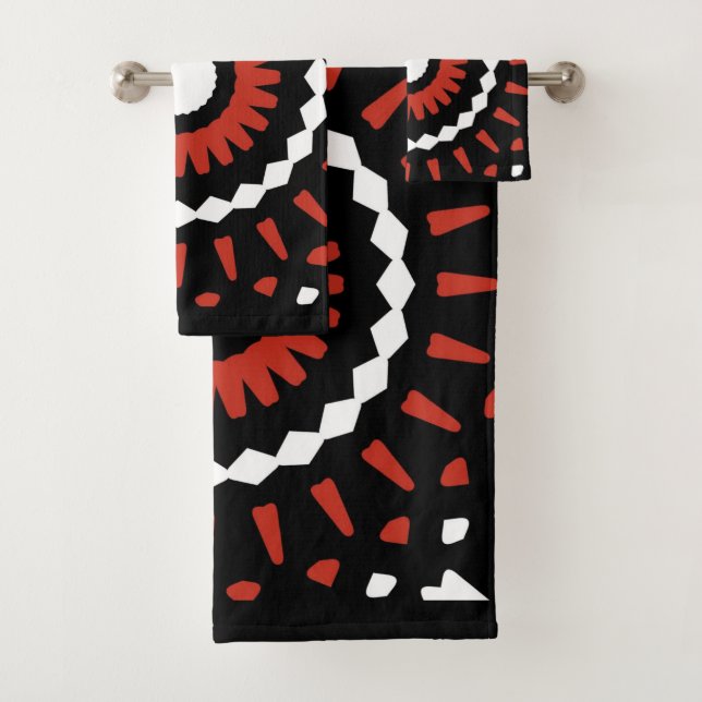 Red Tribal Mandala Badhandtuch Set (Insitu)