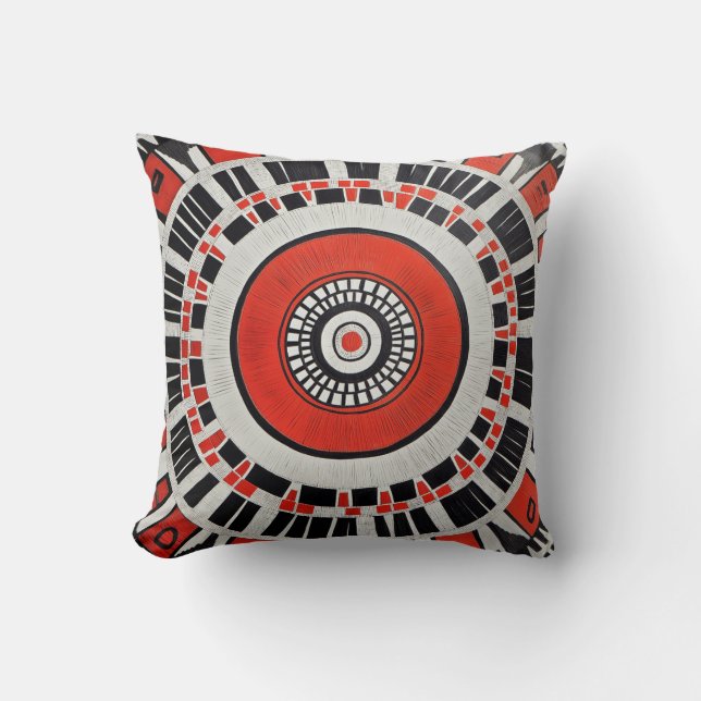 Red Tribal Sunburst Kissen (Vorderseite)