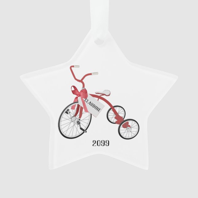 Red Tricycle Girls Star Acryl Weihnachtsschmuck Ornament (Vorderseite)