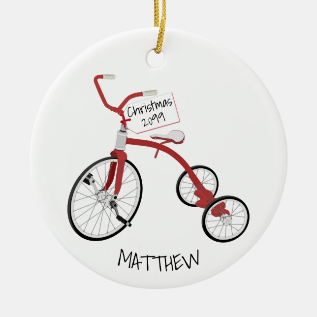 Red Tricycle Kleinkind Kinder Weihnachtsschmuck (Vorne)