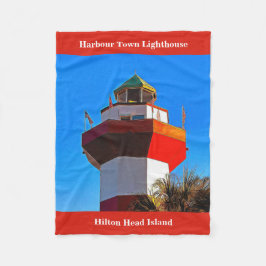 Red Trimmed Hilton Head Harbour Town Lighthouse Fleecedecke