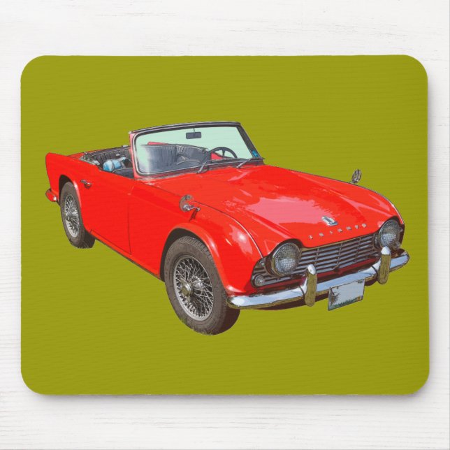 Red Triumph Tr4 Cabrio Sportwagen Mousepad (Vorne)