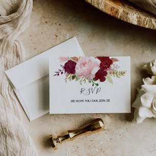 Red Tropical and Romantic Rsvp Card Karte