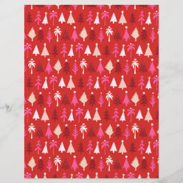 Red Tropical Christmas Palm Trees Scrapbook Paper