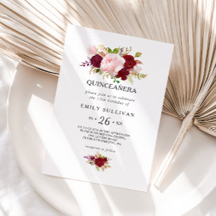 Red Tropical Quinceñera Geburtstagsparty Einladung