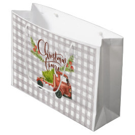 Red Truck Buffalo Karo Weihnachtsgeschenk Tasche Große Geschenktüte