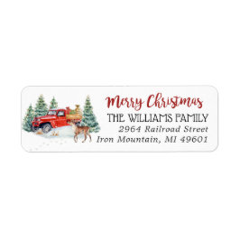 Red Truck | Christmas Return Address Label