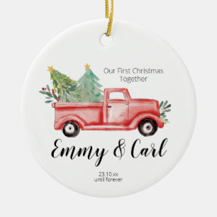 Red Truck erste Weihnachten zusammen mit Ornamente