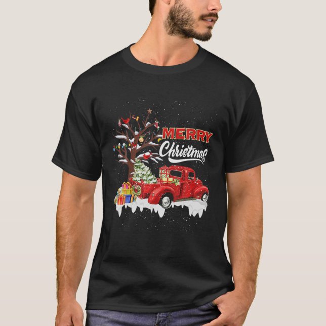Red Truck Family Matching Weihnachten Pajamas Tree T-Shirt (Vorderseite)
