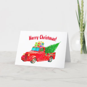 Red Truck Frohe Weihnachten Karte