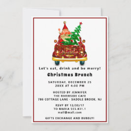 Red Truck Frohe Weihnachts-Brunch Abendessen Santa Einladung
