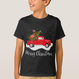 Red Truck Frohe Weihnachtsbaum Flamingo Weihnachte T-Shirt