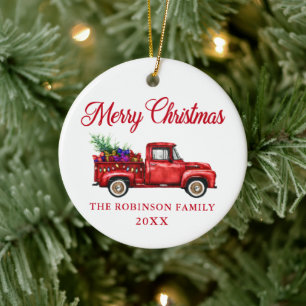 Red Truck Frohe Weihnachtsbaumgeschenke Jahr Keramik Ornament