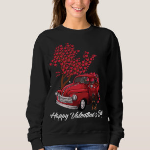 Red Truck Happy Valentines Day Dobermann Hundeherz Sweatshirt