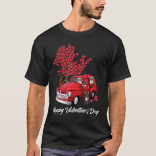 Red Truck Happy Valentines Day Französischer Bulld T-Shirt