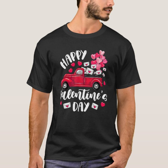 Red Truck Happy Valentines Day Letters Postwork T-Shirt (Vorderseite)