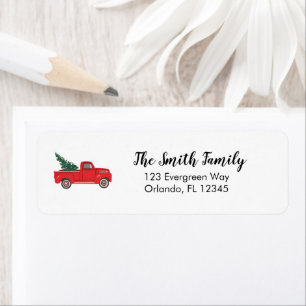 Red Truck Illustration Weihnachtsanschrift