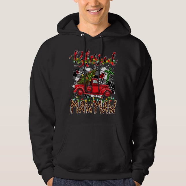Red Truck Karierten Weihnachtsbaum Selig Mawmaw Fa Hoodie (Vorderseite)