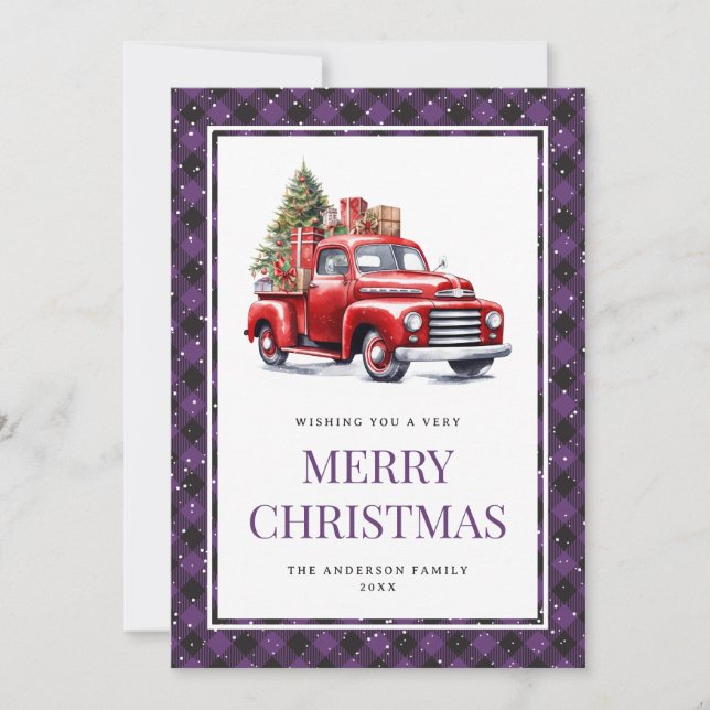 Red Truck Lila Buffalo Kariert Weihnachten (Vorderseite)