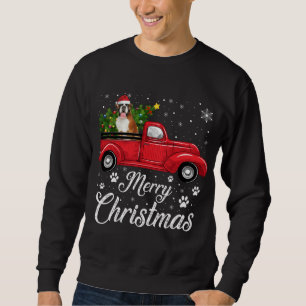 Red Truck Merry Christmas Tree Boxer Dog Weihnacht Sweatshirt