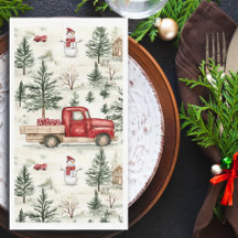 Red Truck mit Geschenken und Schneemann
