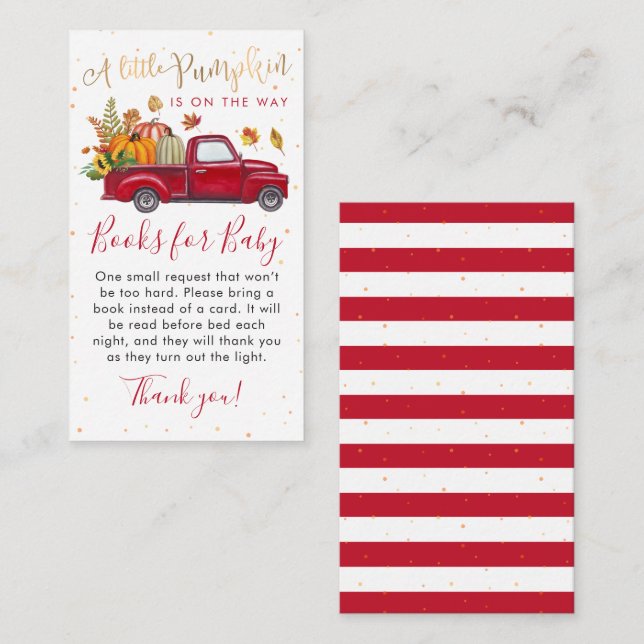 Red Truck Pumpkin Baby Shooting Books for Baby Begleitkarte (Vorne/Hinten)